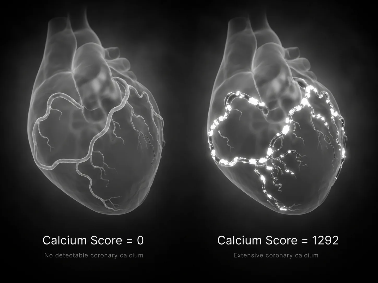 Calcium score of 0 with no detectable coronary calcium